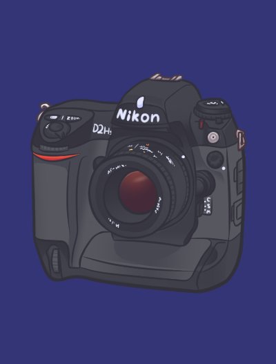 Painting of a Nikon D2Hs by Ayla Arther