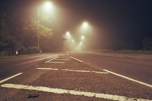 Street lights in fog