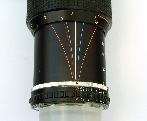 Nikon Series E 70-210mm f/4 DOF scale